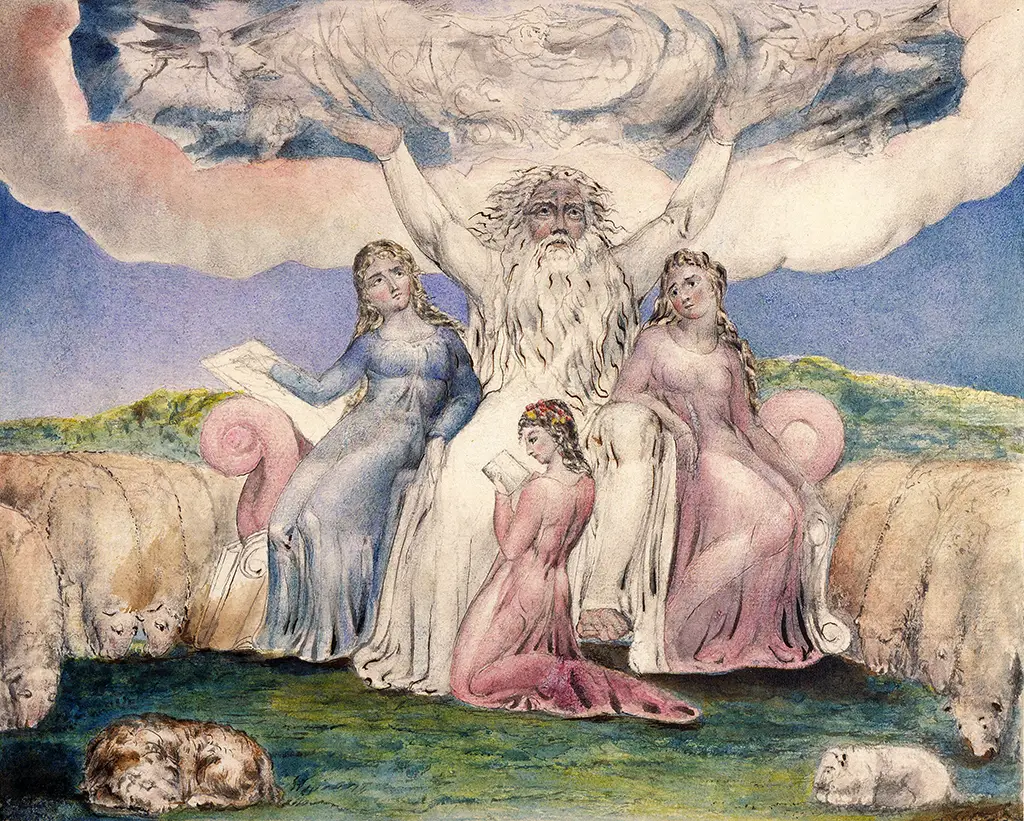 Job and his Daughters in Detail William Blake